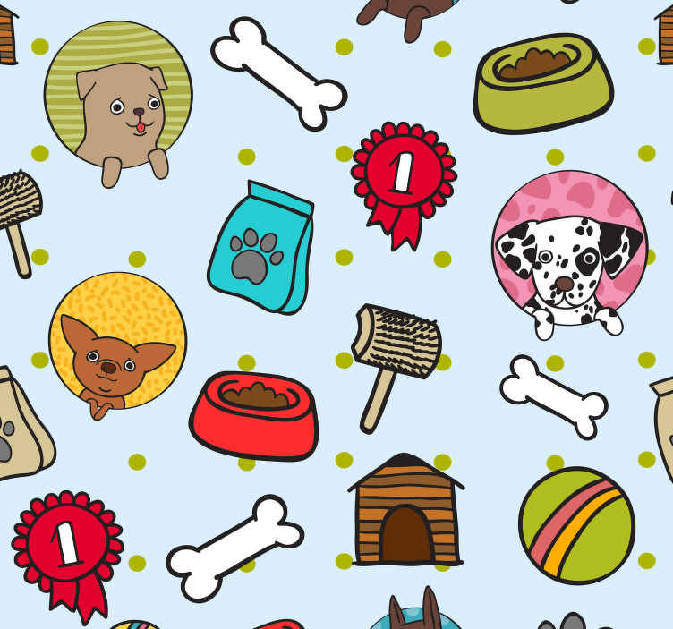 Câine tapet motive jucăușe cu căței - TenStickers