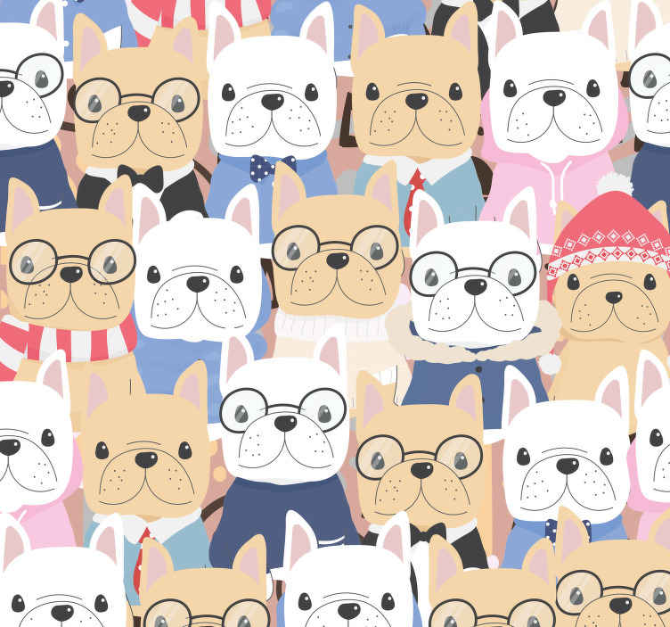 Cartoon Bulldogs wallpaper of a dog - TenStickers