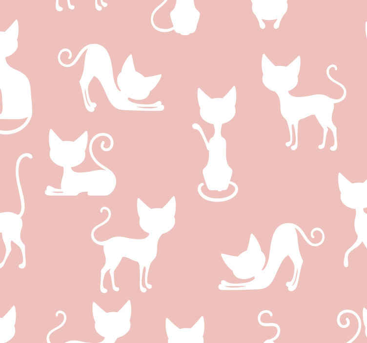 Papel tapiz gatos silueta felina - TenVinilo