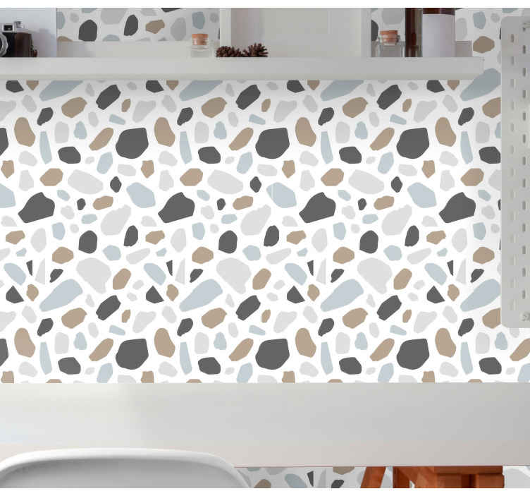 Papel tapiz piedra terrazo gris - TenVinilo