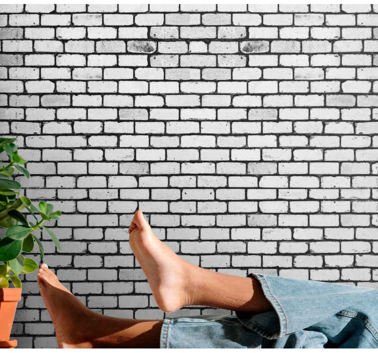 Gray brick pattern with spot brick wallpaper - TenStickers