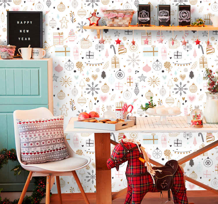 Carta da parati per camera da letto Motivo natalizio invernale
