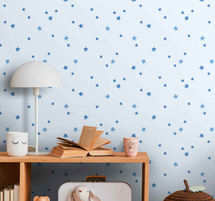 Pastel color blue stars pattern Wallpaper for bedroom  TenStickers