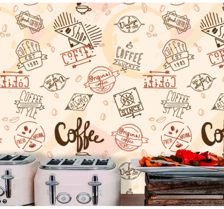 Imagini de cafea tapet de sufragerie - TenStickers