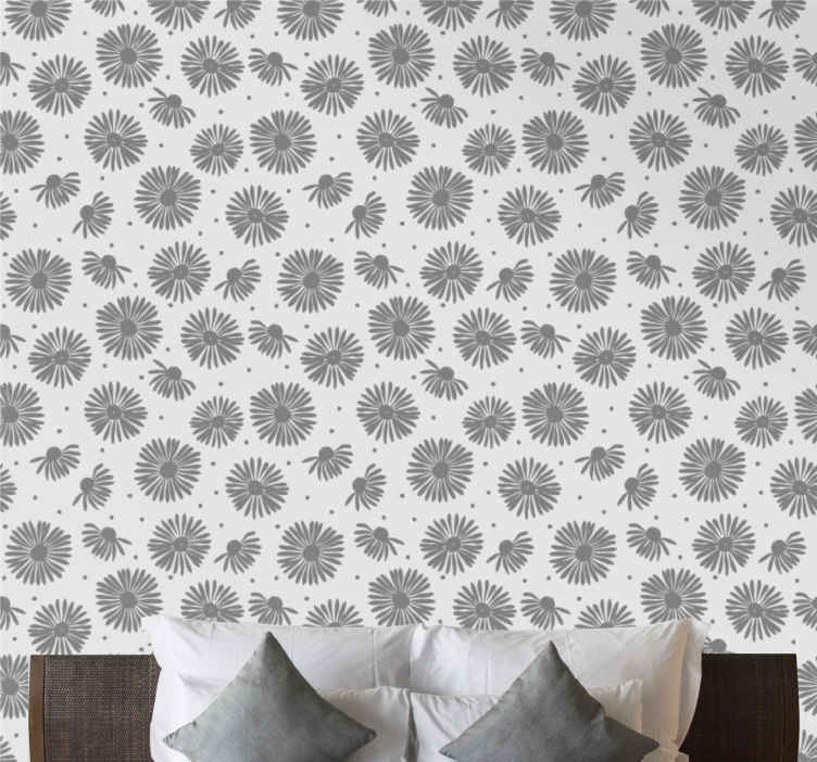 Carta da parati a fiori Fiori dai toni grigi caldi - TenStickers