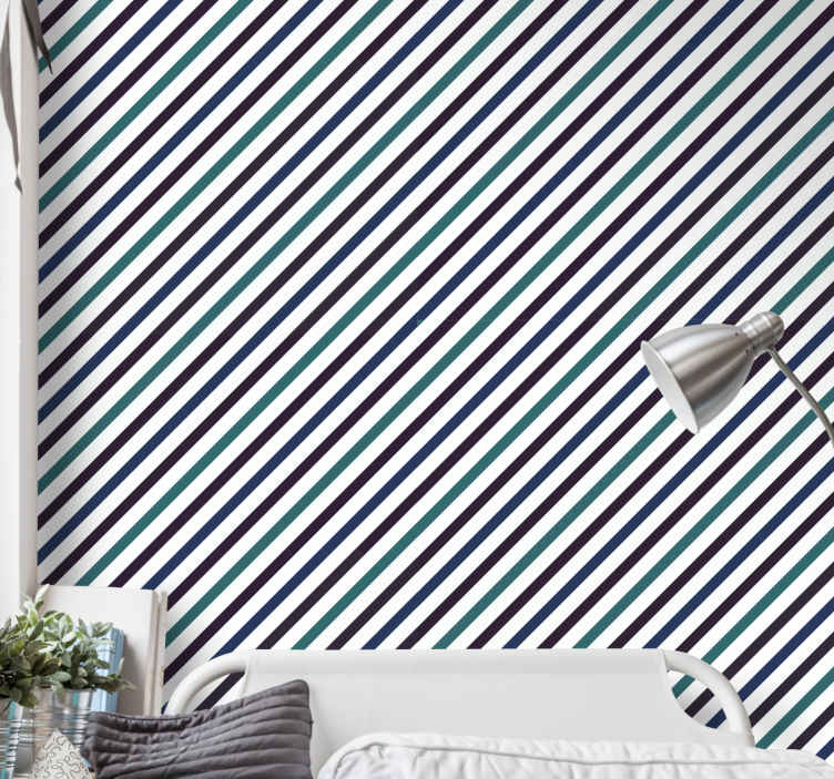 blue striped wallpaper diagonal