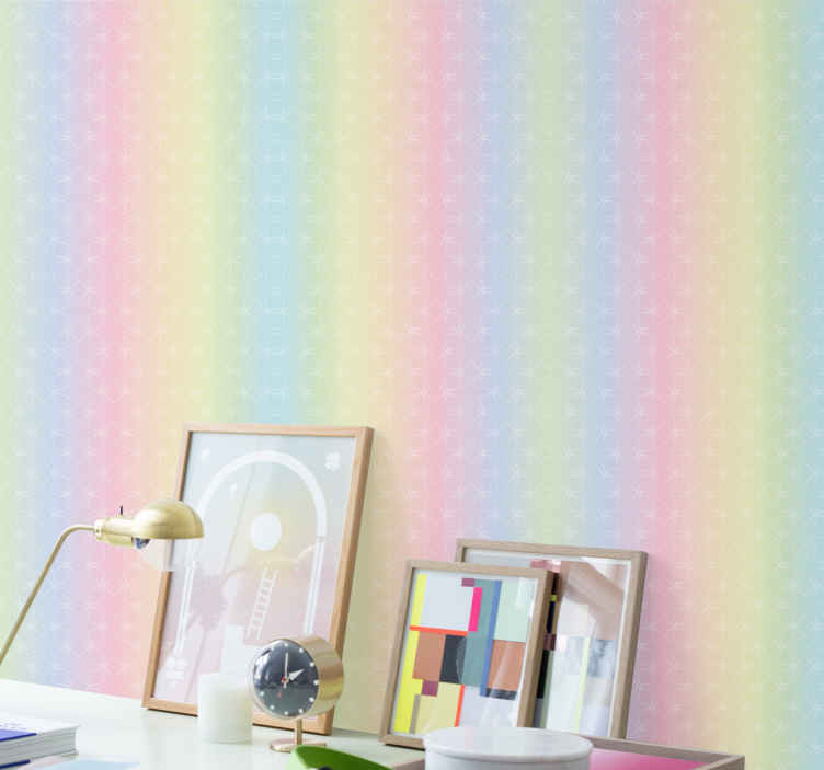 Herformuleren toewijzing Glad Abstract behang Glitter regenboog lucht - TenStickers