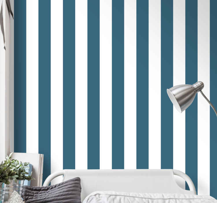 Delicate blue shades striped wallpaper  TenStickers