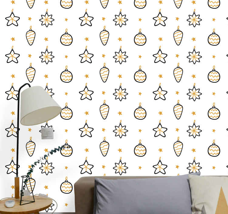 Papel pintado navideño Patrón de estrellas geométricas blancas