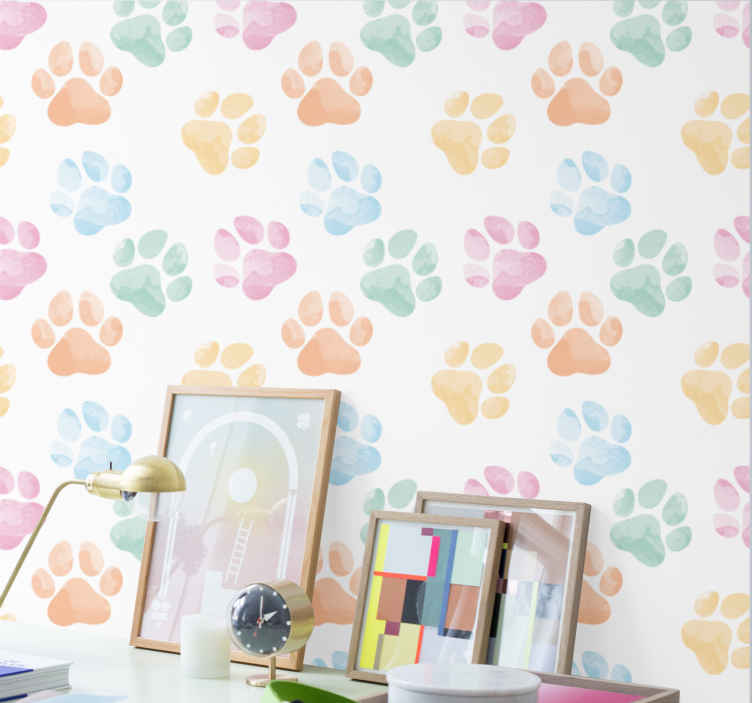 Pastel colors pet paws Best office wallpaper - TenStickers