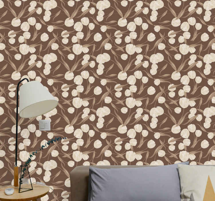 SIMPLE Subtle Flowers Beige Wallpaper  Dekornikcom Wallstickers And  Wallpapers Online Store