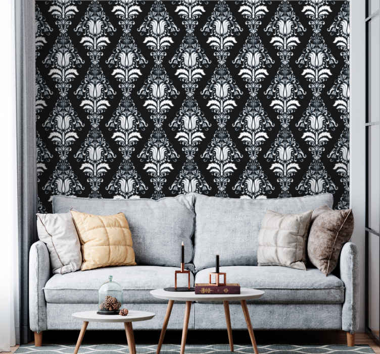 French Provincial black and white pattern Vintage Wallpaper  TenStickers