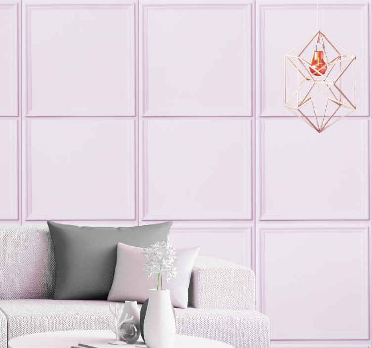 Soft pink paneling effect wallpaper - TenStickers