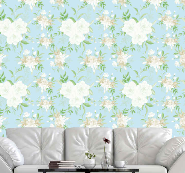 Carta da parati a fiori Stile grandmillenario floreale selvaggio