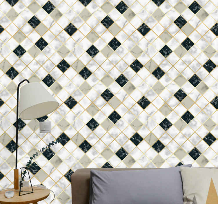 Glamourstyle gold marble Tile Effect Wallpaper  TenStickers
