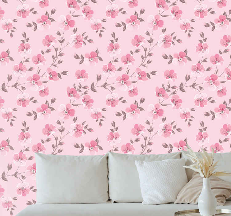 Flamingo Kids Wallpaper Pink Grey  Wallpaper from I Love Wallpaper UK