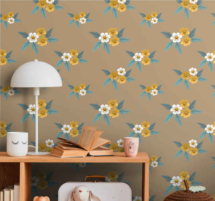 Yellow Floral Wallpaper Custom Made for Walls  lifencolors