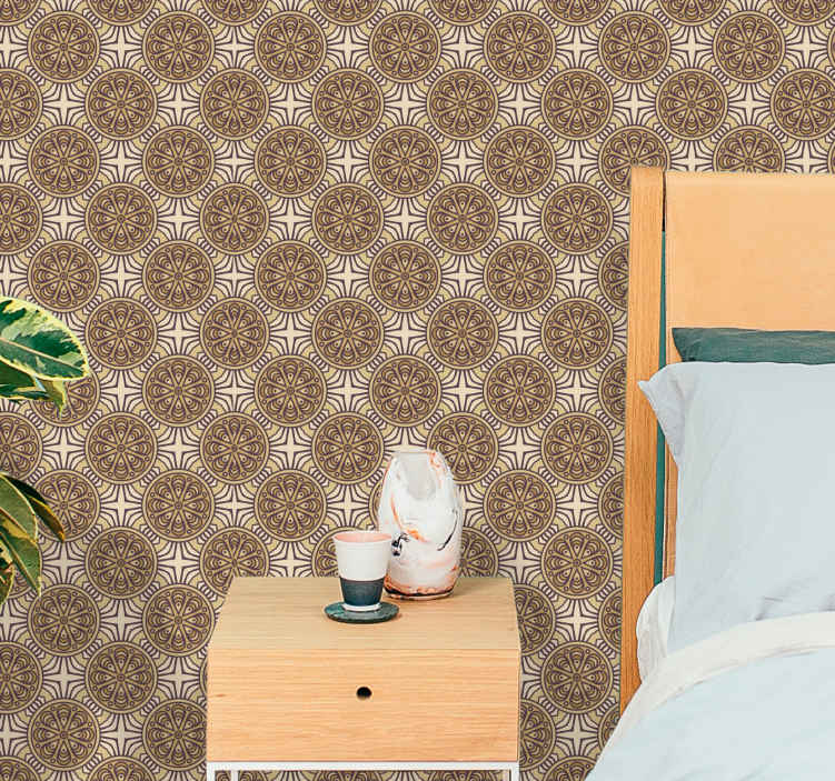 Papel pintado clásico Círculos de estilo damasco