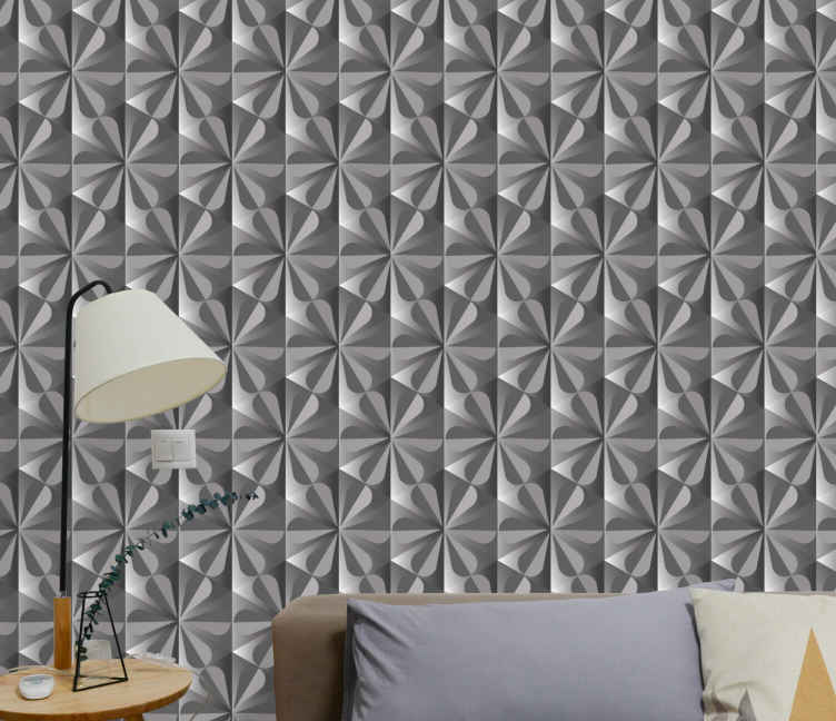 Vintage geometric flower pattern Kitchen Themed Wallpaper - TenStickers Vintage geometric flower pattern Kitchen Themed Wallpaper - TenStickers