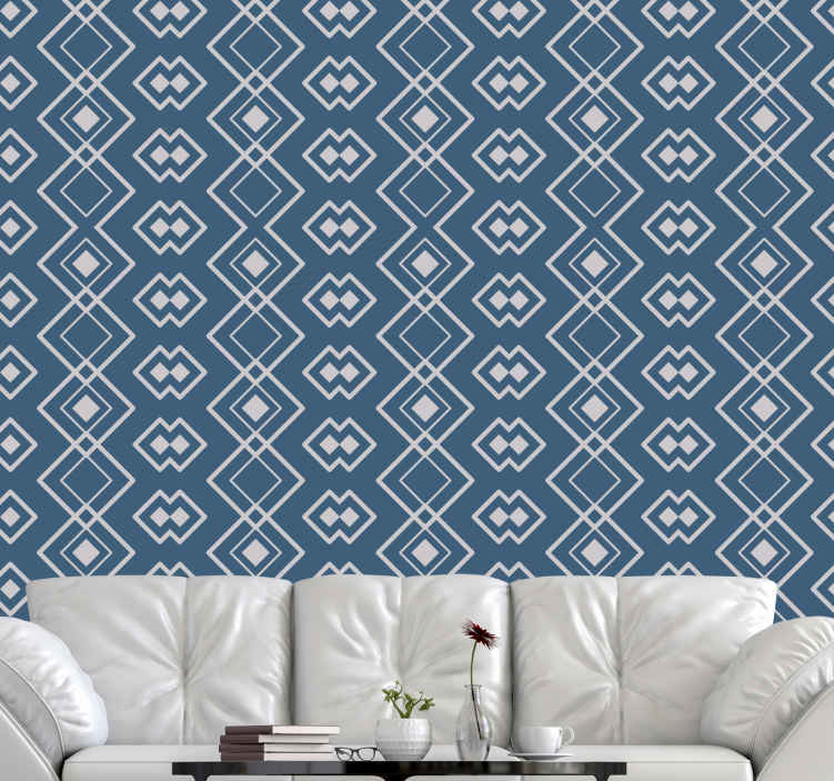 Super-fresco Easy' Navy geometric Square pattern wallpaper - TenStickers