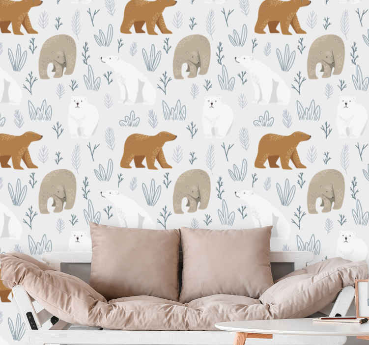かわいい森のクマの寝室の壁紙 Tenstickers