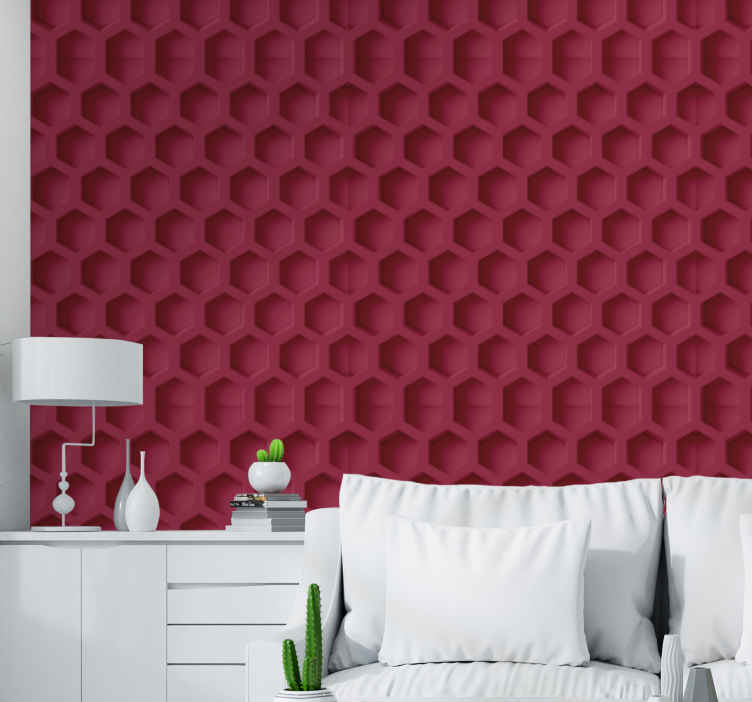 Long hexagons 3d effect Bedroom Wallpaper - TenStickers