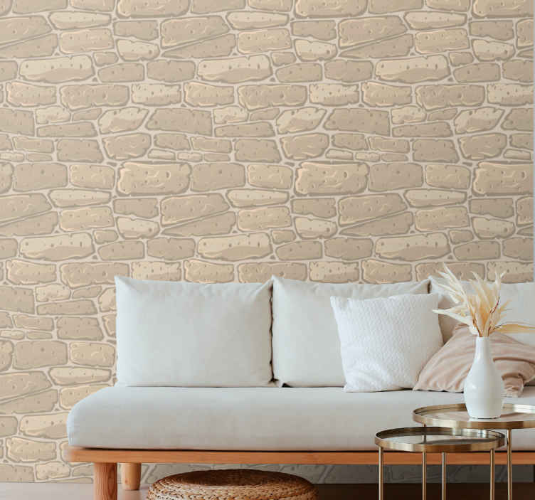 Modern rustic stone pattern Stone effect wallpaper - TenStickers