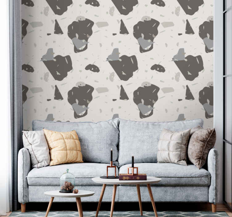 Gray rustic stone pattern Stone effect wallpaper - TenStickers