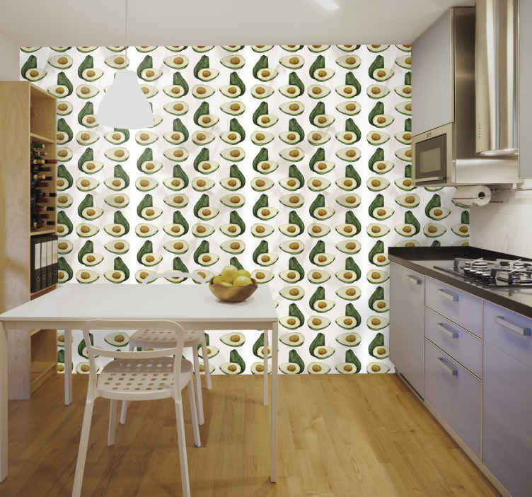 Watercolor avocados kitchen wallpaper waterproof TenStickers