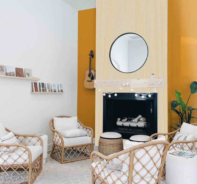 Papel pared de rayas verticales para chimenea