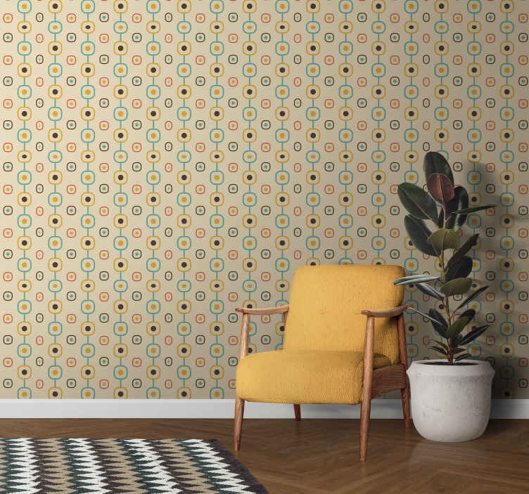 Vintage Behang Jaren 60 Geometrische Stijl TenStickers Vintage Behang Jaren 60 Geometrische Stijl TenStickers