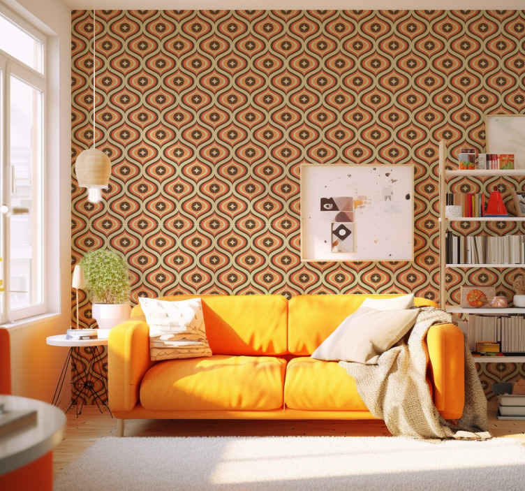 Papier Peint Salon R tro Orange Et Marron TenStickers