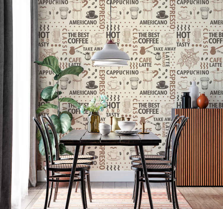 Coffee pattern Kitchen wallpaper - TenStickers