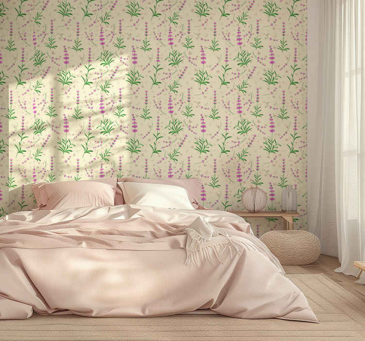 Pink plants design master bedroom wallpaper