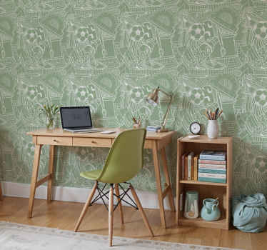 Papel tapiz juvenil tiza escolar verde - TenVinilo