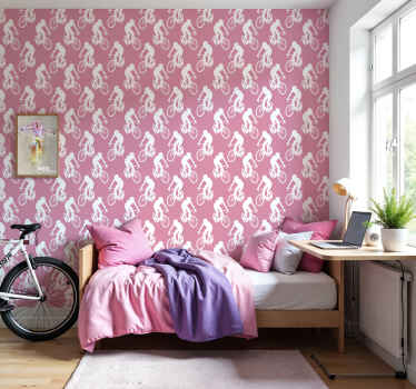 벽지 로사 흰색 자전거 패턴 - TenStickers