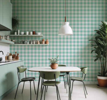 Green tartan kitchen wallpaper - TenStickers