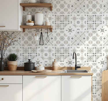 Papel tapiz cocina azulejos de mosaico grises - TenVinilo