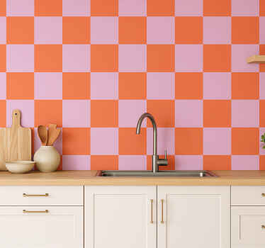 Papel tapiz azulejos motivo de tonos naranjas - TenVinilo