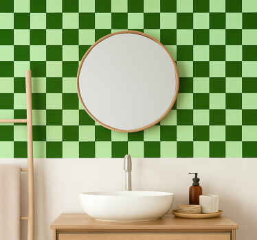 Papel tapiz azulejos motivo verde oscuro y claro - TenVinilo