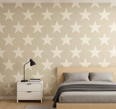 Beige stars pattern teenager wallpaper - TenStickers