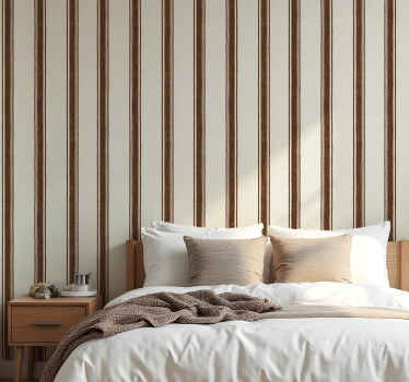 Geometric wallpaper in brown vertical lines - TenStickers
