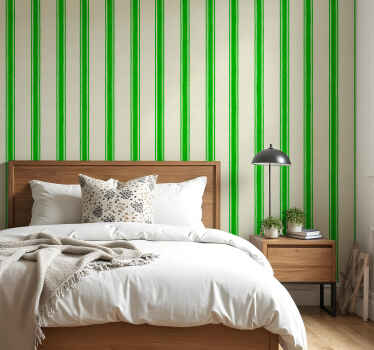 Geometric wallpaper vertical green lines - TenStickers