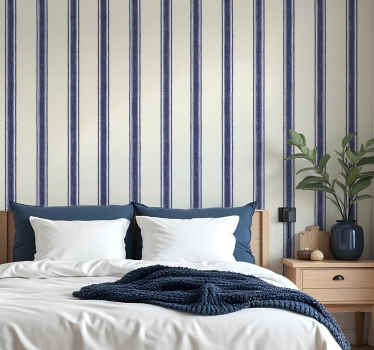 Geometric wallpaper vertical lines in navy blue - TenStickers