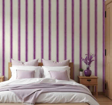 Geometric wallpaper vertical lines in purple - TenStickers