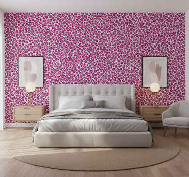 Papier peint rose imprimé léopard fuchsia - TenStickers