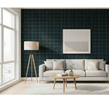 Papier peint vert tartan foncé - TenStickers