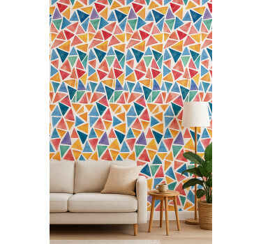 Wallpaper geometric cheerful colorful triangles - TenStickers