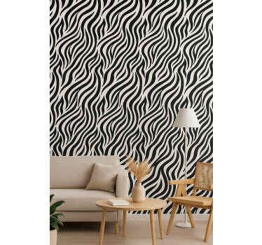 Geometrisch behang zwart-witte zebraprinten - TenStickers