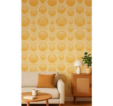 Geometrisch behang retro oranje zonnen - TenStickers